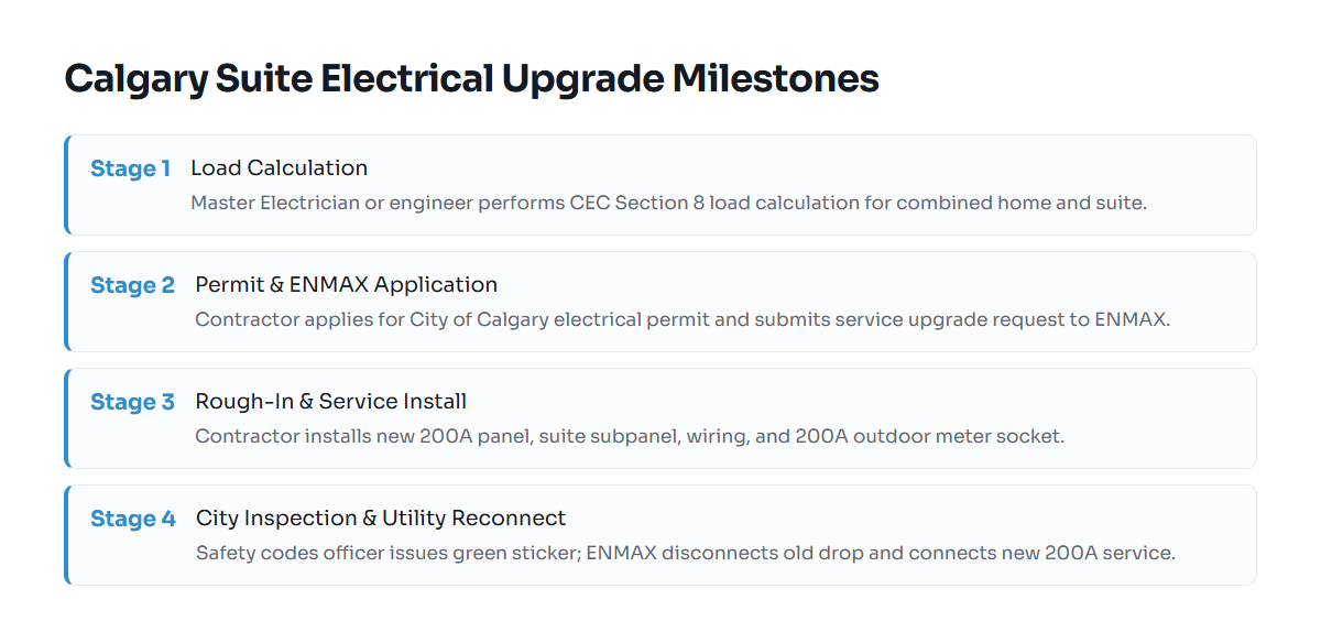 Step-by-step process of upgrading an electrical service for a secondary suite in Calgary